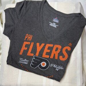 Philadelphia Flyers Gray and Orange Tee Women’s L